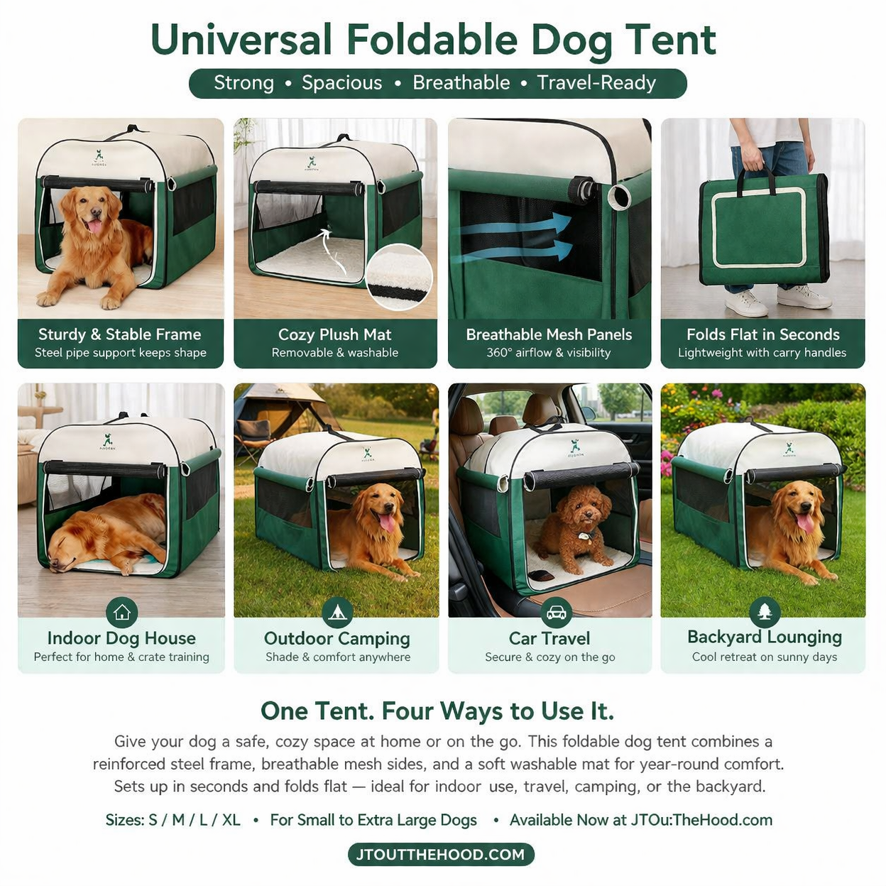 Universal Foldable Dog Tent with Golden Retriever